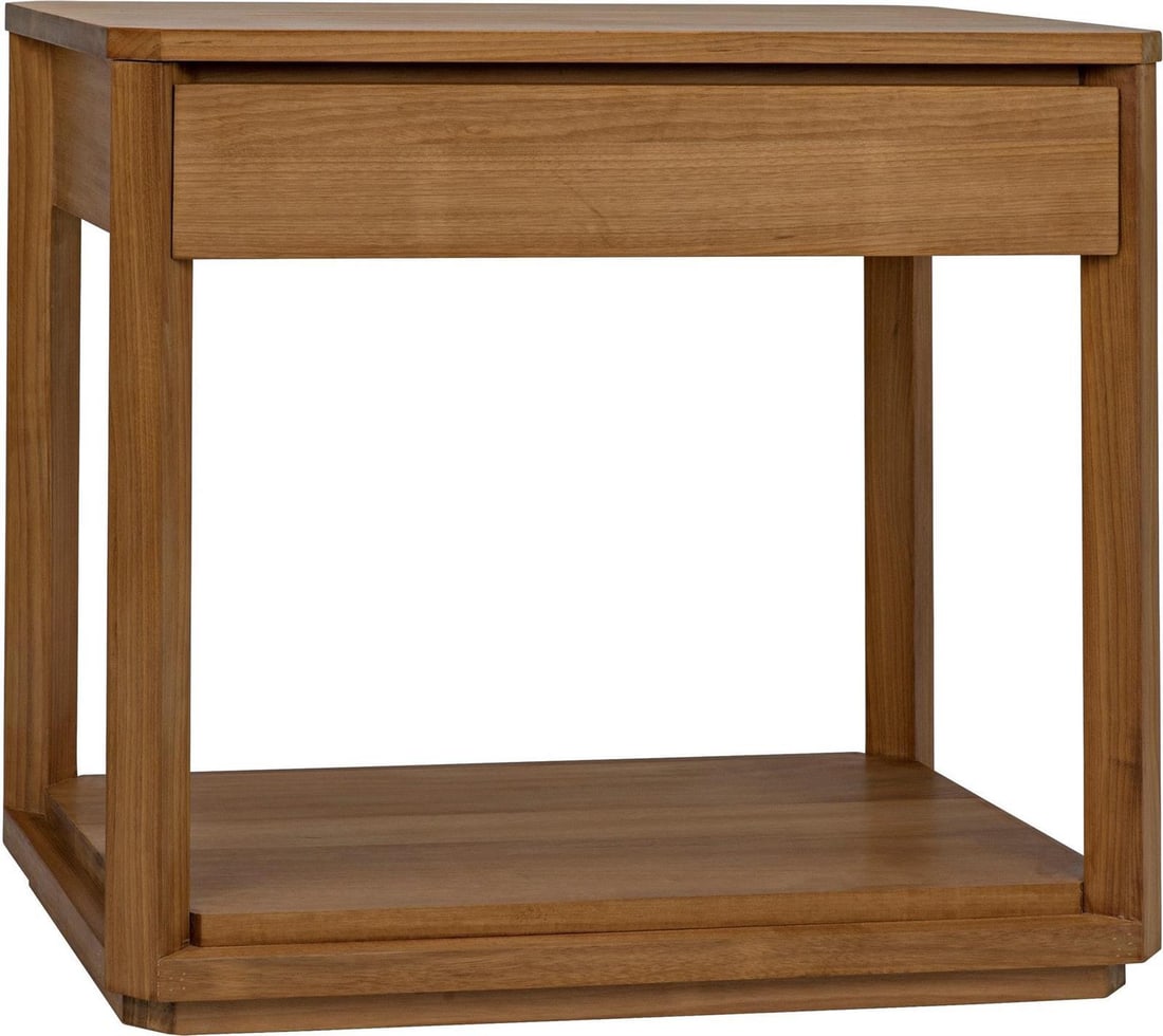 Noir Gold Teak SL11 Side Table with Drawer and Shelf (1 of 7)