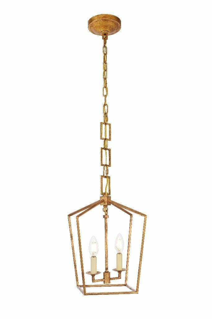 Denmark 2 Light Golden Iron Pendant Chandelier (1 of 8)