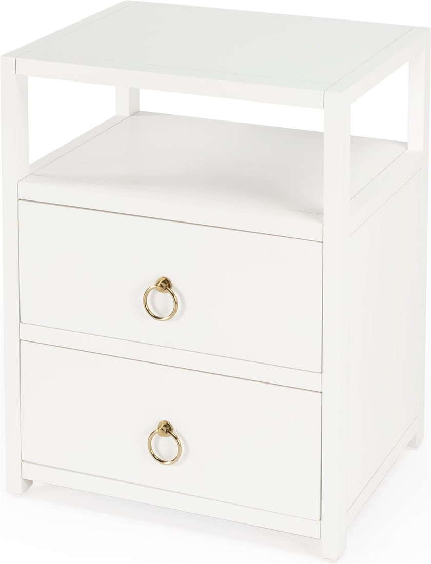 Butler Transitional White Nightstand 26.5H 21W 17.25D (1 of 9)
