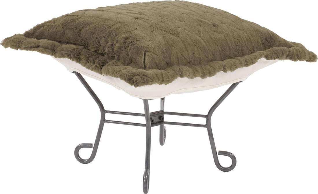 Howard Elliott Angora Puff Green Ottoman 100% Polyester (1 of 5)