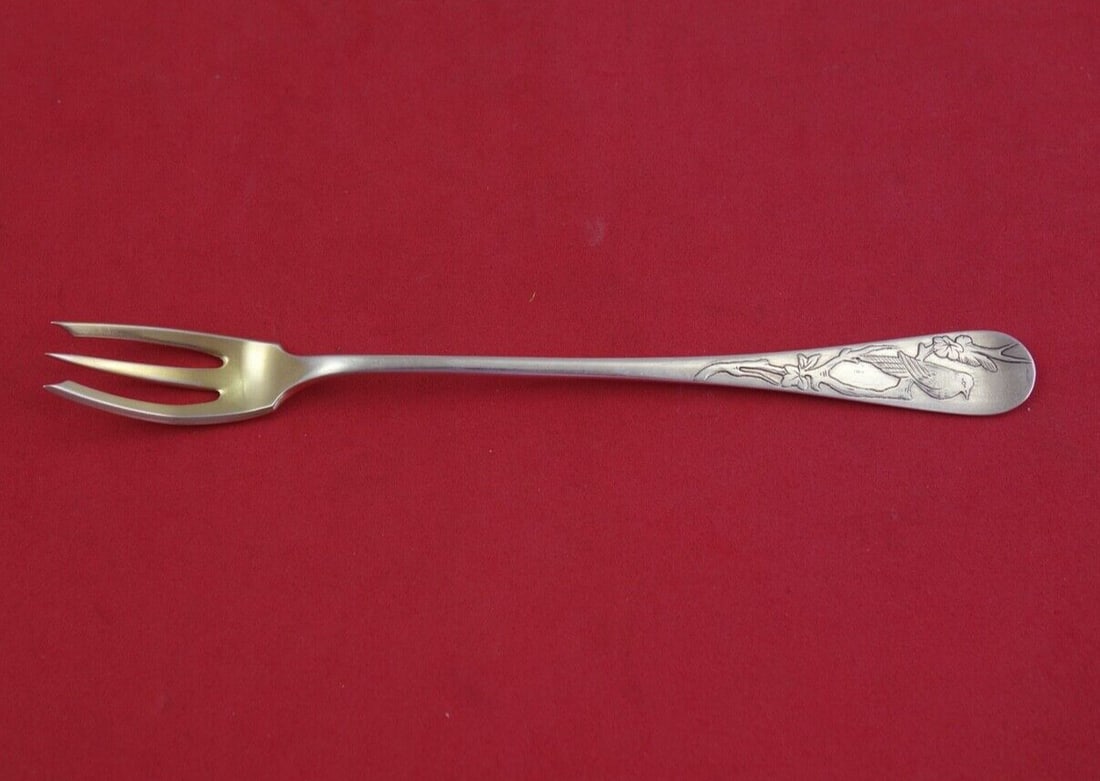 Whiting Antique Acid Etched Sterling Silver Cocktail Fork with Bird Design (1 of 3)