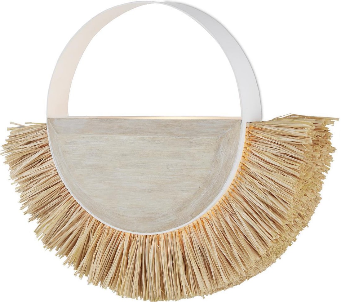 Currey Seychelles Coastal Wall Sconce Raffia Rattan Wrought Iron 16H 19W: Currey Seychelles Coastal Wall Sconce Raffia Rattan Wrought Iron 16H 19W Illuminate your space with this Coastal-Inspired Seychelles Wall Sconce, perfect for adding a touch of seaside charm to any roo