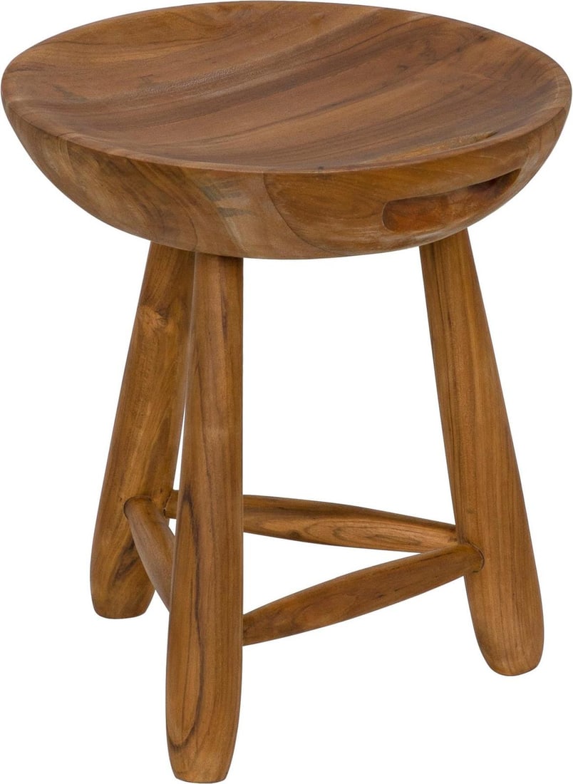 Noir Basel Scandinavian Teak Stool Clear Coat Finish 16.5H (1 of 5)
