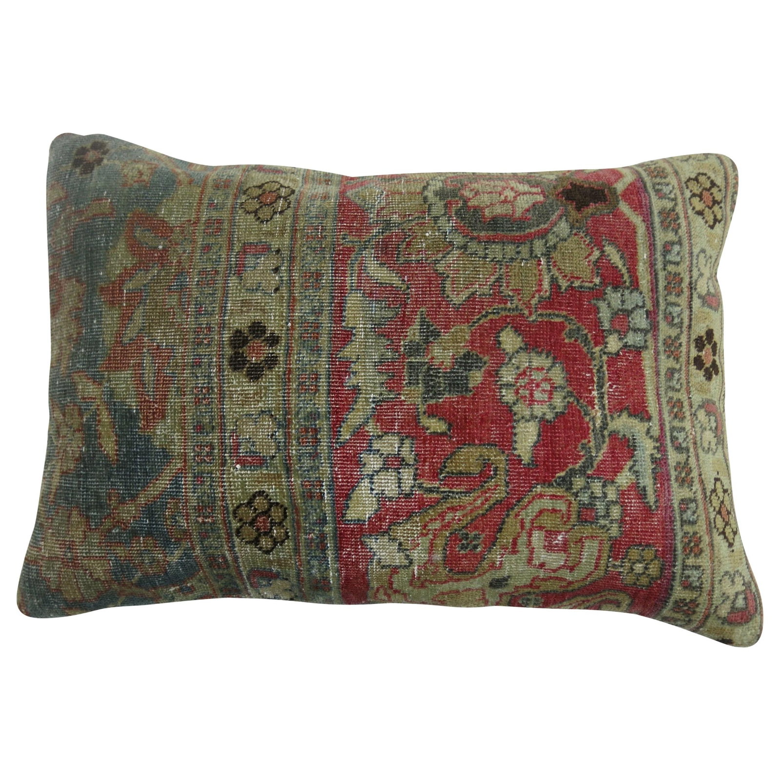 Persian Tabriz Lumbar Pillow Pink Gray Cotton Wool (1 of 4)