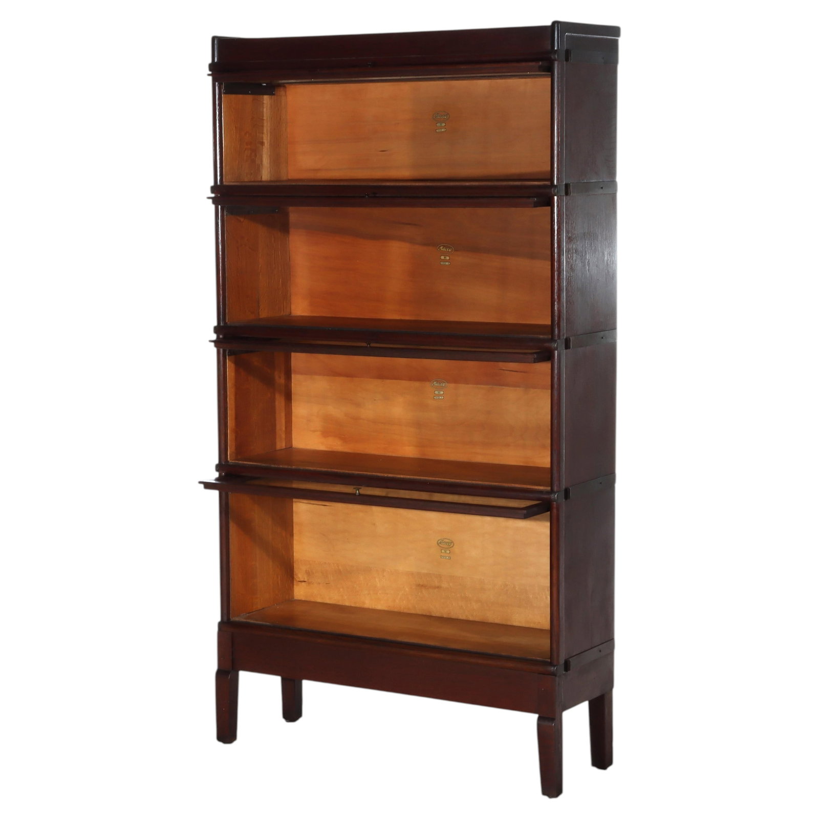 Arts Crafts oak barrister bookcase 4-stack raised panels c1910 (1 of 14)