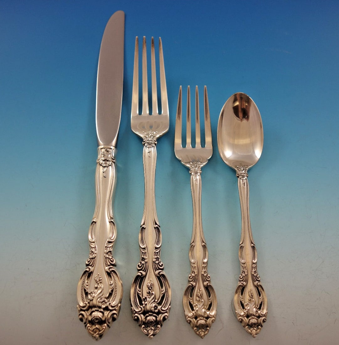 Gorham La Scala Sterling Silver Flatware Set 24 Pieces with Storage Caddy (1 of 4)