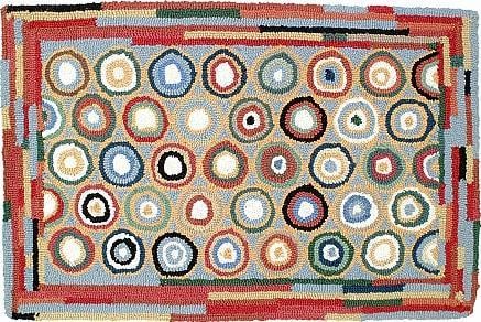 Hand-Hooked Blue Pennies Wool Rug 6x9 Early American Style (1 of 1)
