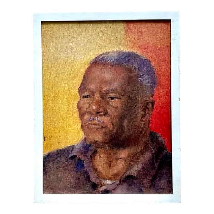 Vintage Boho Oil Portrait of a Man on Canvas (1 of 7)