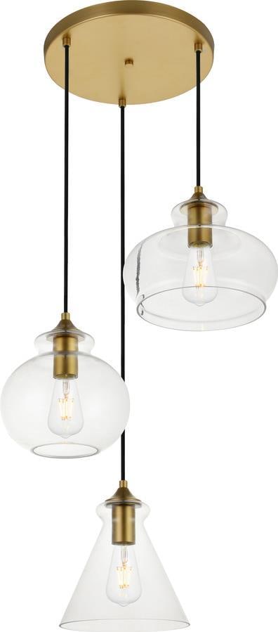 Elegant Lighting Destry Brass Glass Pendant Light UL Listed 40W (1 of 1)