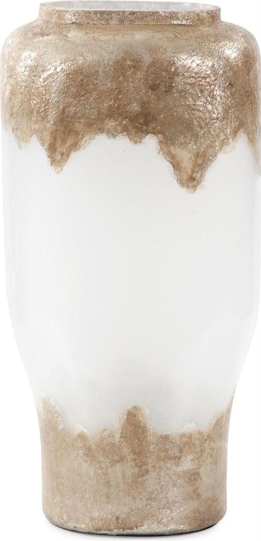 Howard Elliott Midas Gold White Glass Vase 12H Contemporary Art: Howard Elliott Midas Gold White Glass Vase 12H Contemporary Art Elevate your decor with the Midas Glass Vase, a stunning piece that combines contemporary artistry with a luxurious gold and white finis