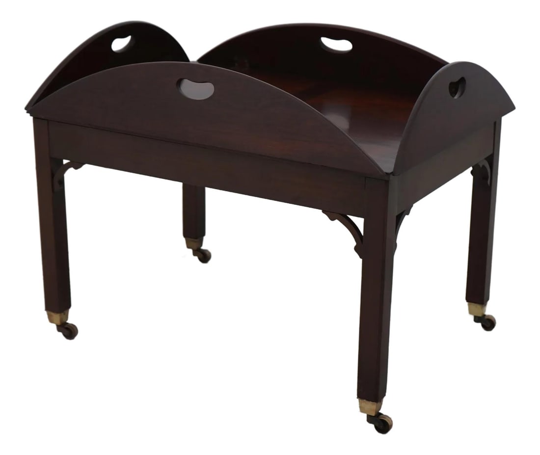 Kittinger Chippendale Mahogany Butler Coffee Table 2 Piece Design: Kittinger Chippendale Mahogany Butler Coffee Table 2 Piece Design This exquisite Kittinger 2 Piece Mahogany Butler Coffee Table showcases the elegance of Chippendale design with its traditional style.