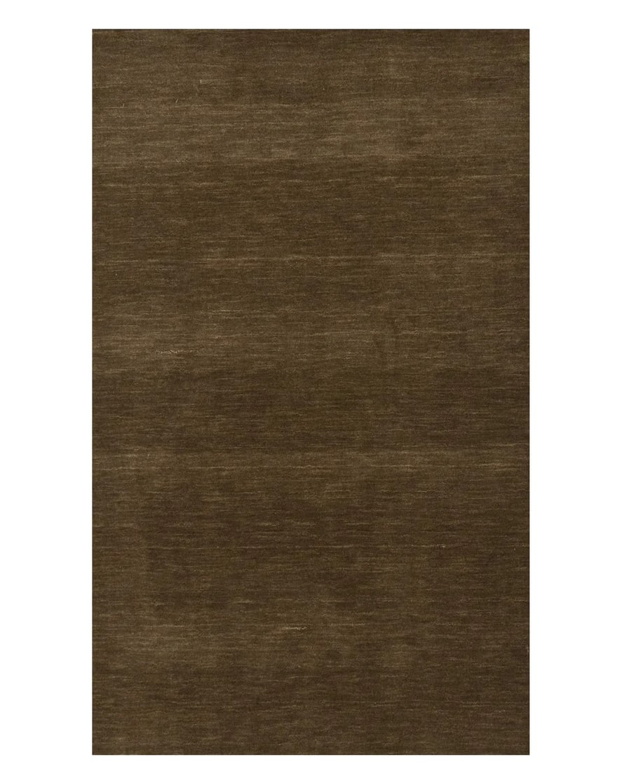 3'0 x 5'1 Hand-Loomed Brown Wool Modern Area Rug: 3'0 x 5'1 Hand-Loomed Brown Wool Modern Area Rug This brown hand-loomed Gabbeh area rug offers a modern, solid pattern crafted from wool. Handmade in India, it features a medium pile height and a rect