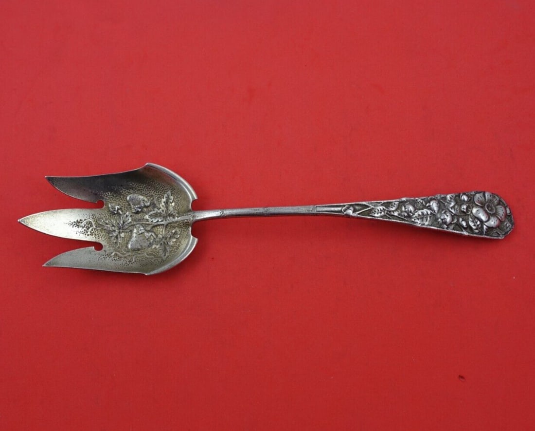 Gorham Eglantine Sterling Silver Salad Serving Fork 9.5" with Strawberry Motif (1 of 3)