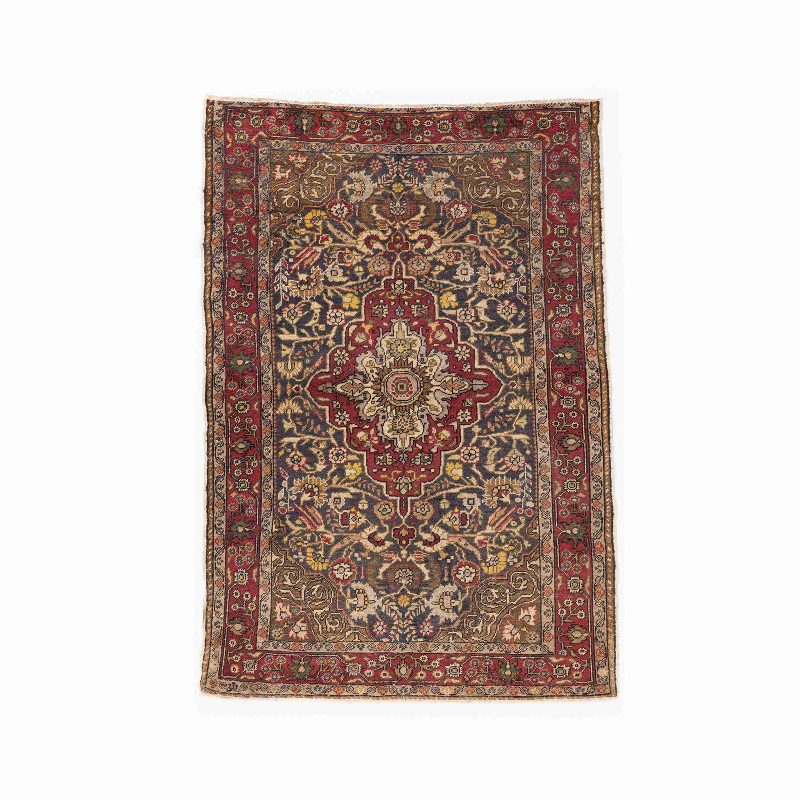 Authentic Handmade Anadol Wool Carpet 51.6 x 76.8 Inches: Authentic Handmade Anadol Wool Carpet 51.6 x 76.8 Inches Experience the elegance of the Authentic Handmade Anadol Wool On Wool Carpet. This exquisite piece features a traditional weaving technique wit