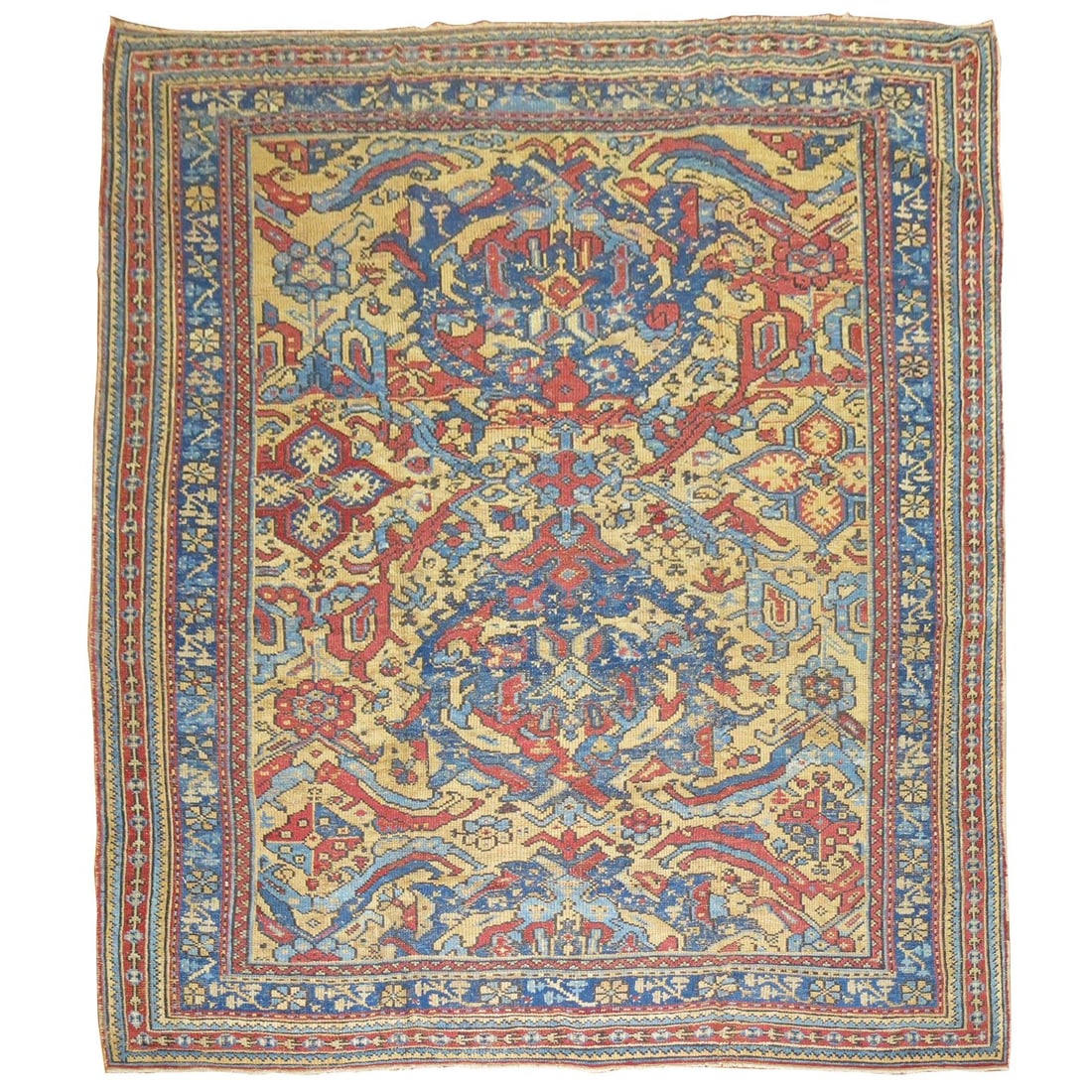 19th Century Antique Turkish Oushak Wool Rug 10'2" x 11'6": 19th Century Antique Turkish Oushak Wool Rug 10'2" x 11'6" This exquisite Antique Turkish Smyra Oushak Square Rug is a splendid representation of 19th-century craftsmanship. Hand-woven from high-quali