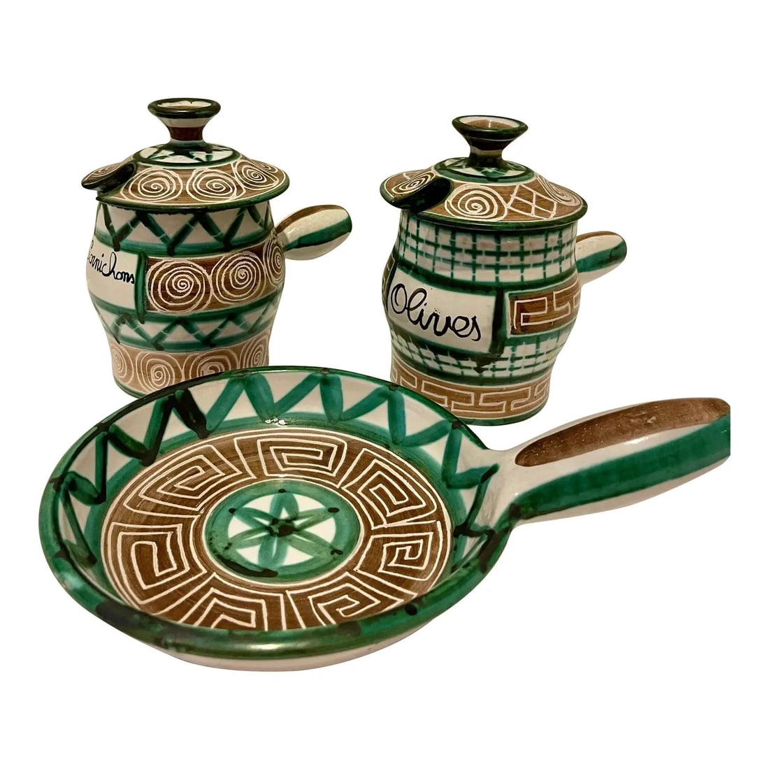 Vintage Robert Picault Signed Terra Cotta Condiment Set c.1950 (1 of 10)