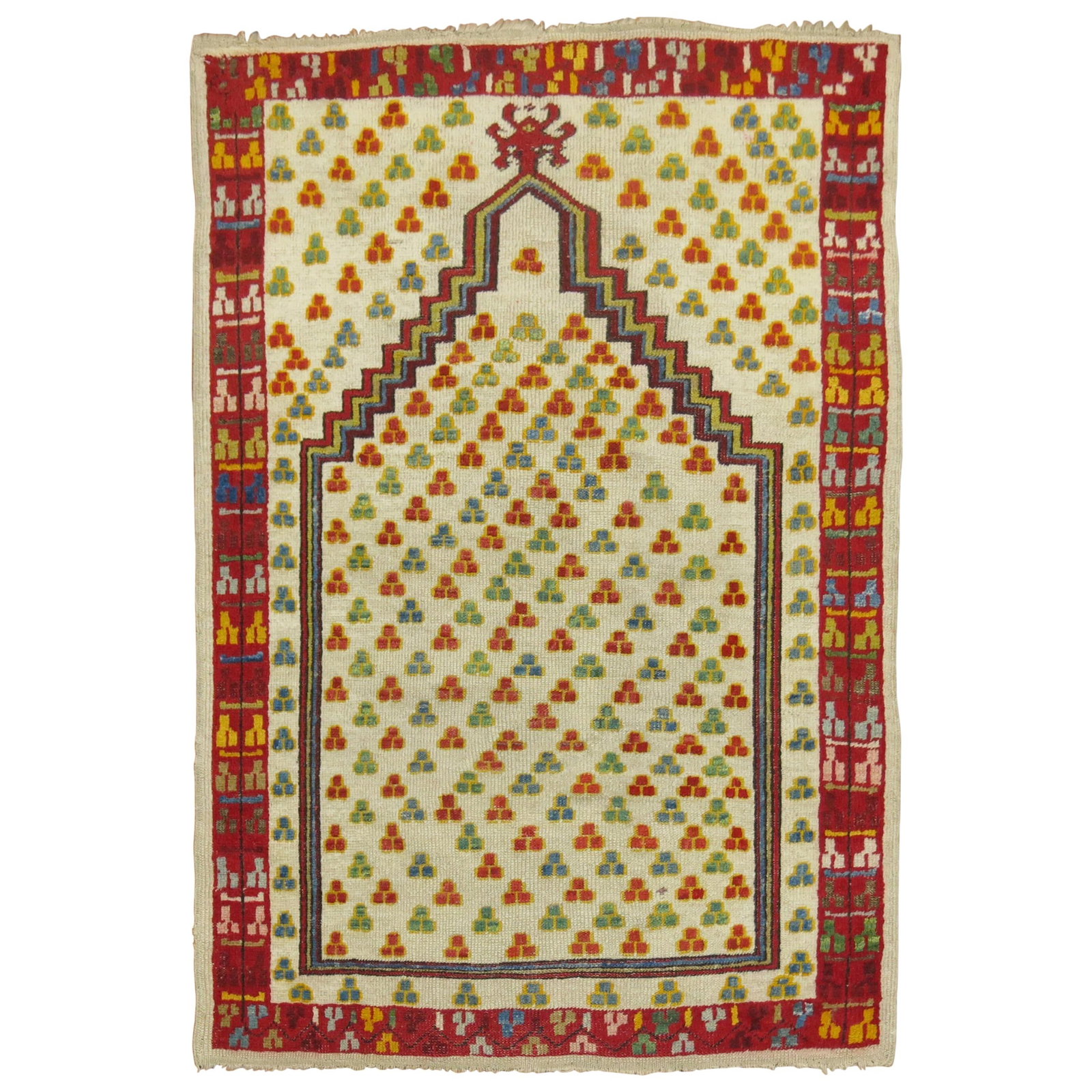 Antique Turkish Ghiordes Prayer Rug 34 x 48 Wool Early 20th Century (1 of 7)