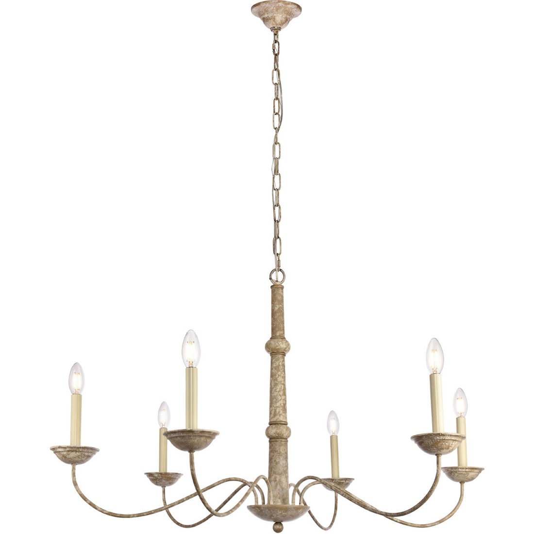 Elegant Merritt 6-Light Weathered Dove Chandelier 39.8 in Farmhouse Style (1 of 5)