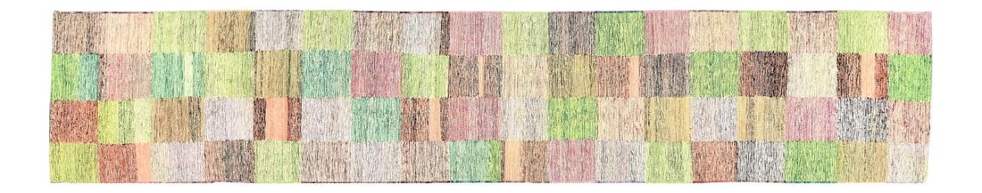 Afghan Handwoven Wool Kilim Rug in Natural Tones 2'3 x 11'9 Geometric Design: Afghan Handwoven Wool Kilim Rug in Natural Tones 2'3 x 11'9 Geometric Design This vintage Afghan kilim is hand woven from organic wool and features natural colors with a geometric pattern. The rug sho