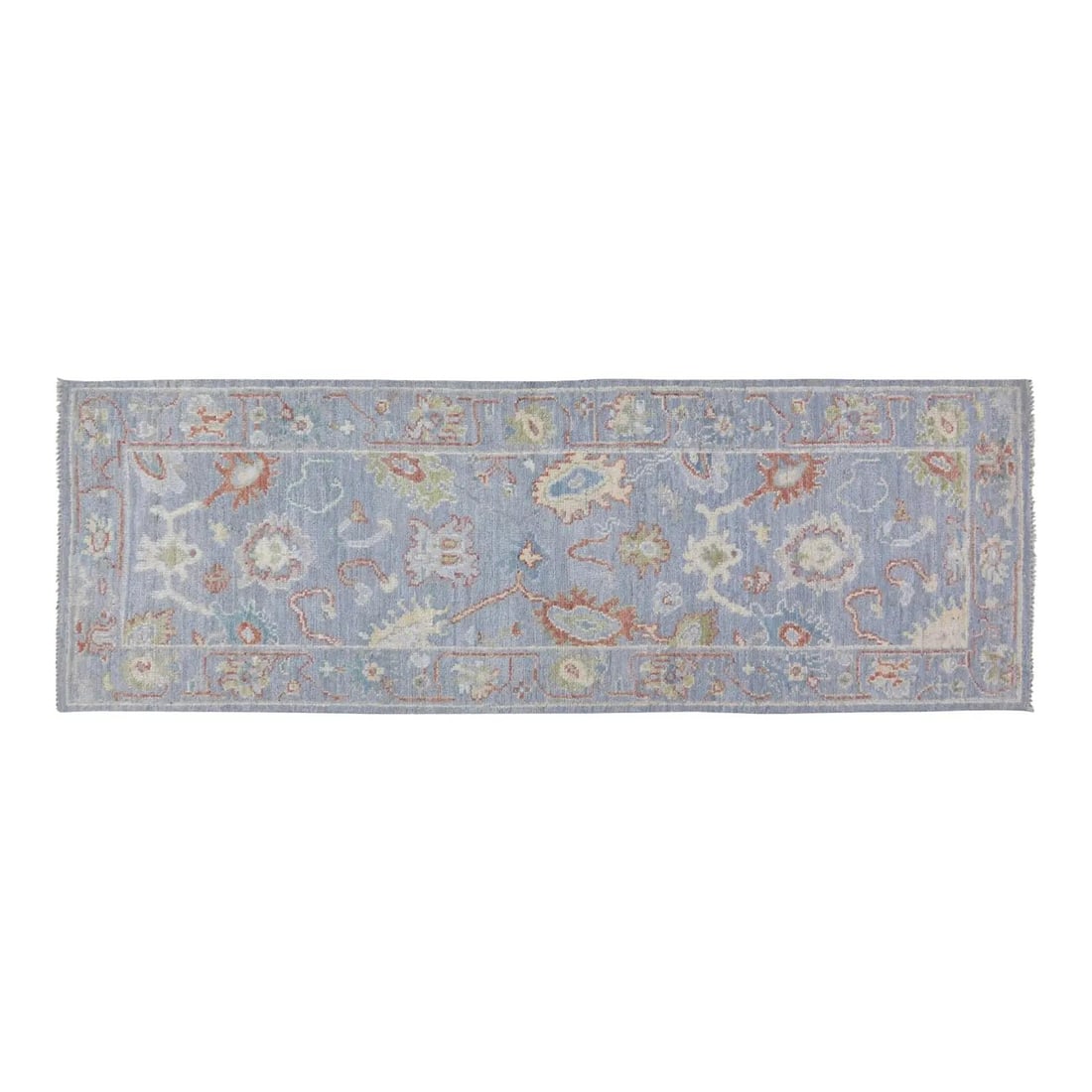 Slate Gray Wool Runner 3'1 x 10' Handcrafted Turkish Oushak (1 of 5)
