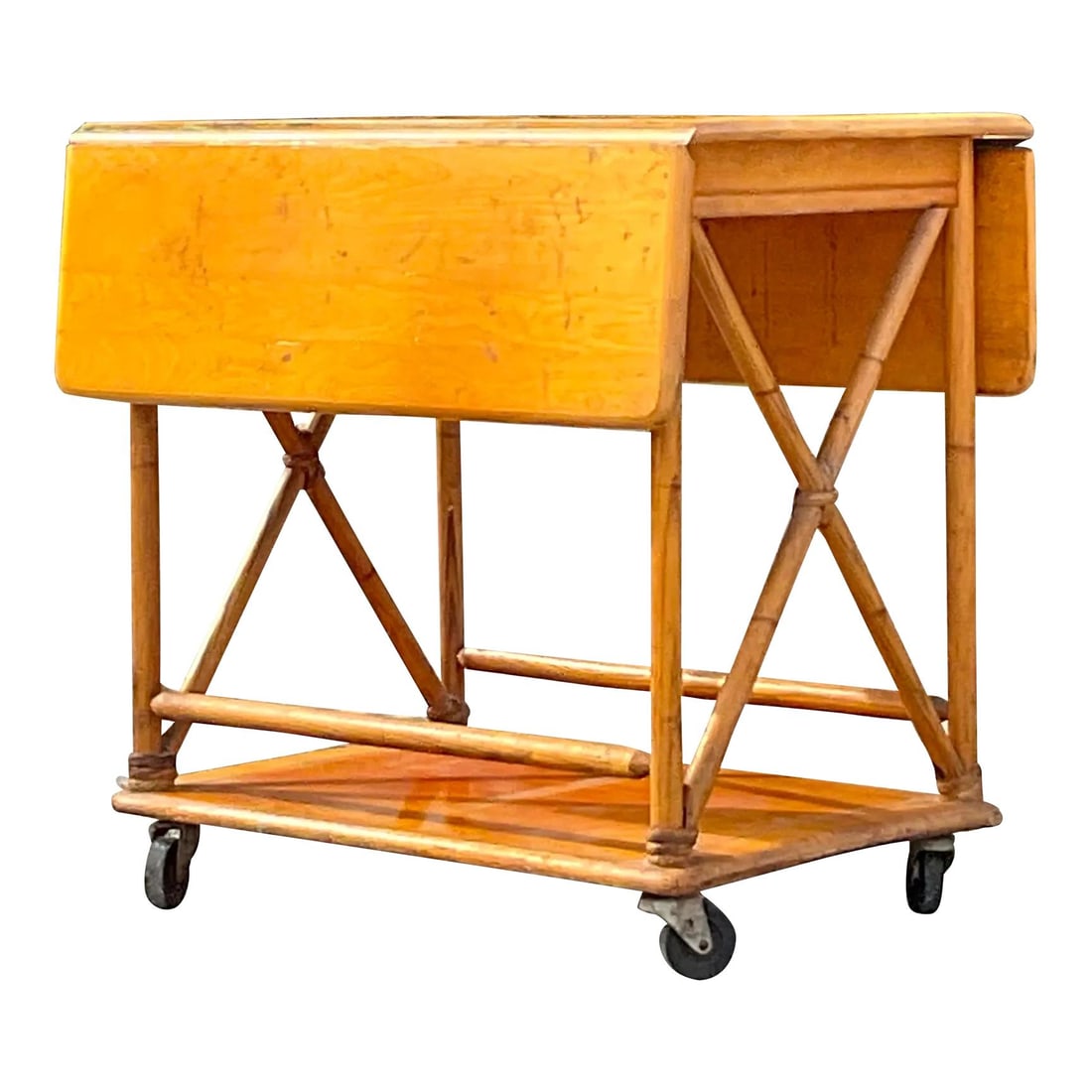 Heywood Wakefield Maple MCM Bar Cart with Drop Leaf Panels (1 of 10)