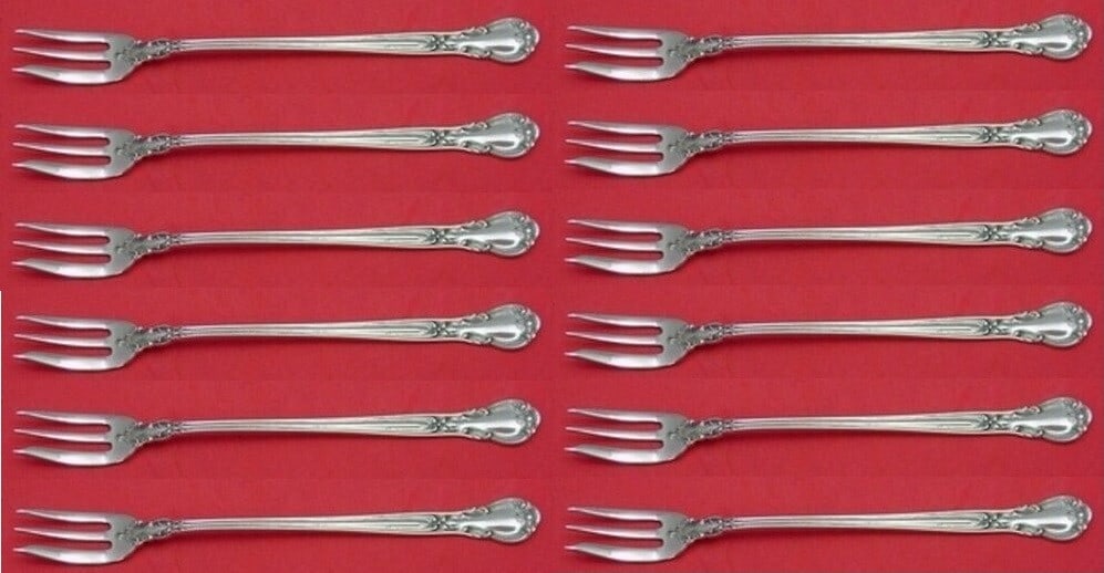 Gorham Chantilly Sterling Silver Cocktail Forks Set of 12 5.5 Inch (1 of 3)