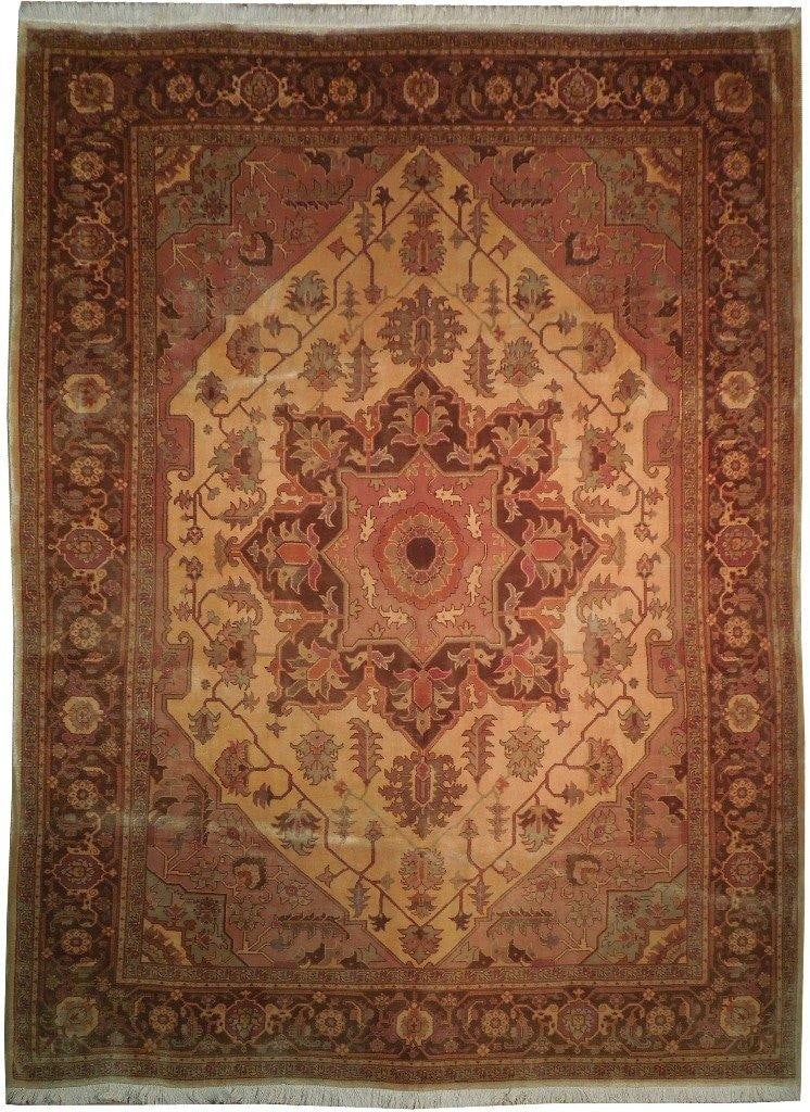8'11 x 11'11 Persian Heriz Handmade Wool Rug from Iran: 8'11 x 11'11 Persian Heriz Handmade Wool Rug from Iran Free continental US Shipping Discover the exquisite craftsmanship of this Persian Heriz rug, measuring 8' 11" x 11' 11". Handcrafted by skilled a