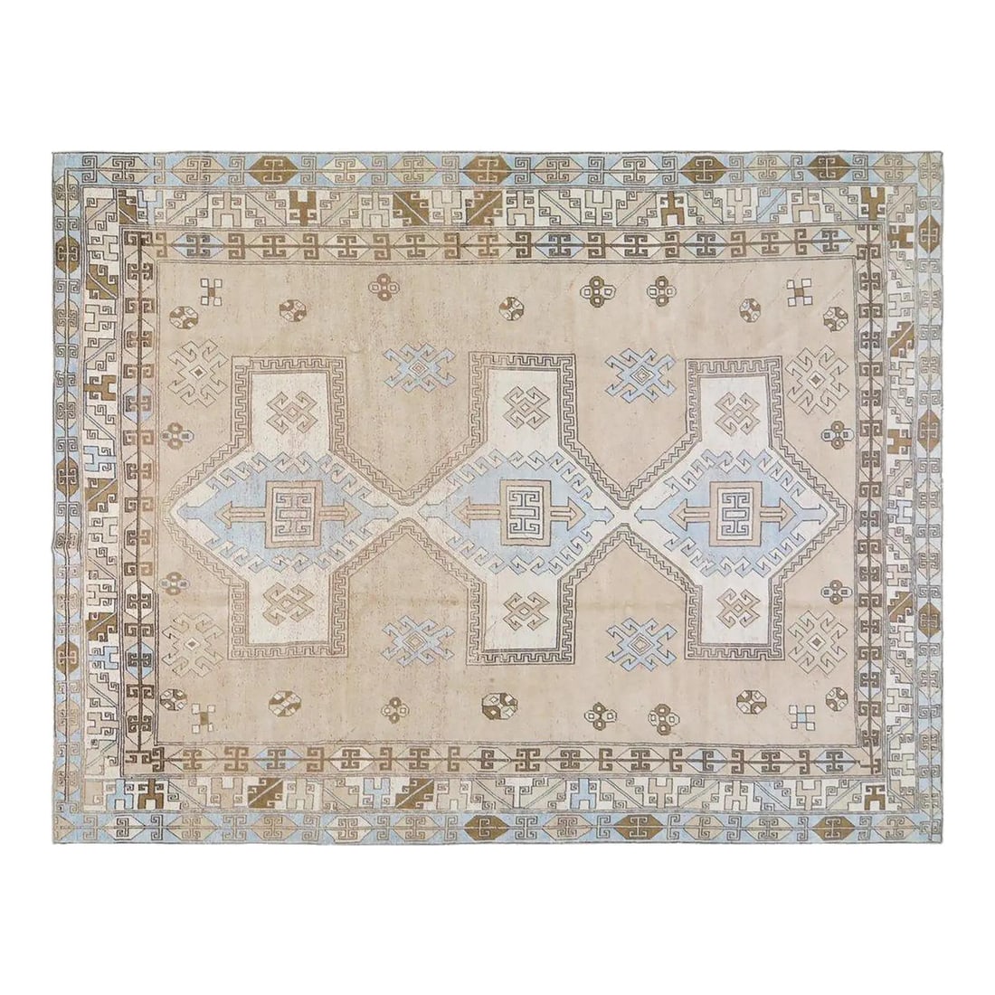 9'3" x 12'2" Hand-Knotted Anatolian Wool Area Rug: 9'3" x 12'2" Hand-Knotted Anatolian Wool Area Rug This vintage Turkish Anatolian rug is hand-knotted from wool using traditional techniques, combining classic craftsmanship with a modern design sensib