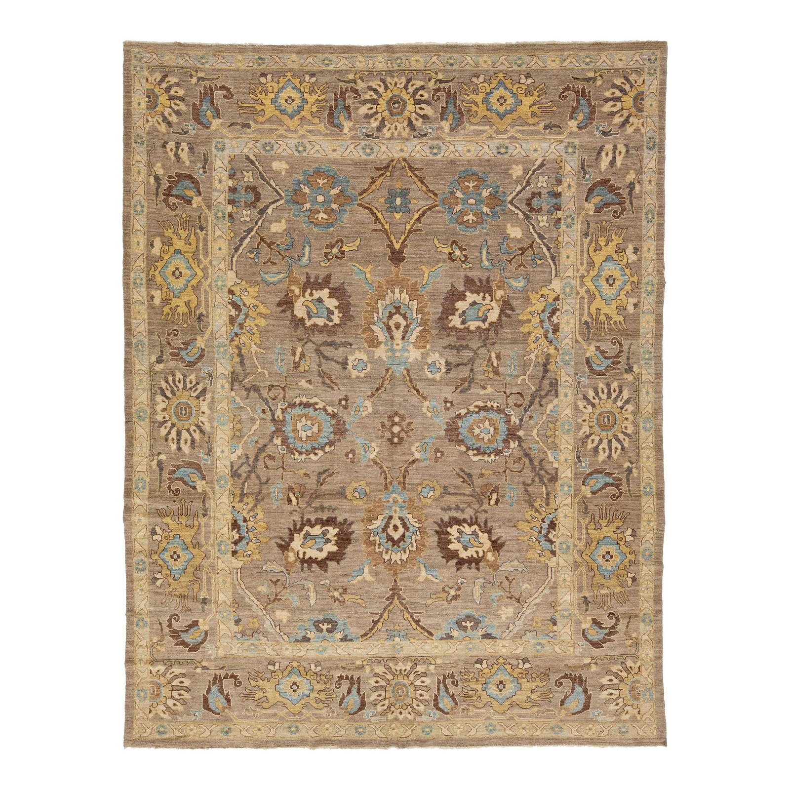 Modern Persian Sultanabad Wool Rug 9'9 x 12'8 Brown Allover Pattern (1 of 10)