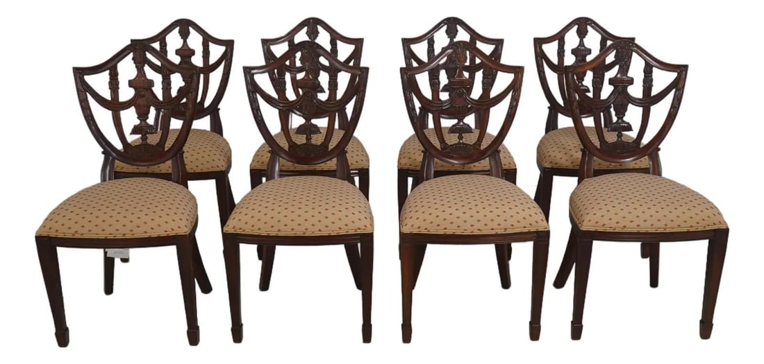 8 Mahogany Federal Style Shield Back Dining Chairs with Fine Carved Details Set of 8 (1 of 10)