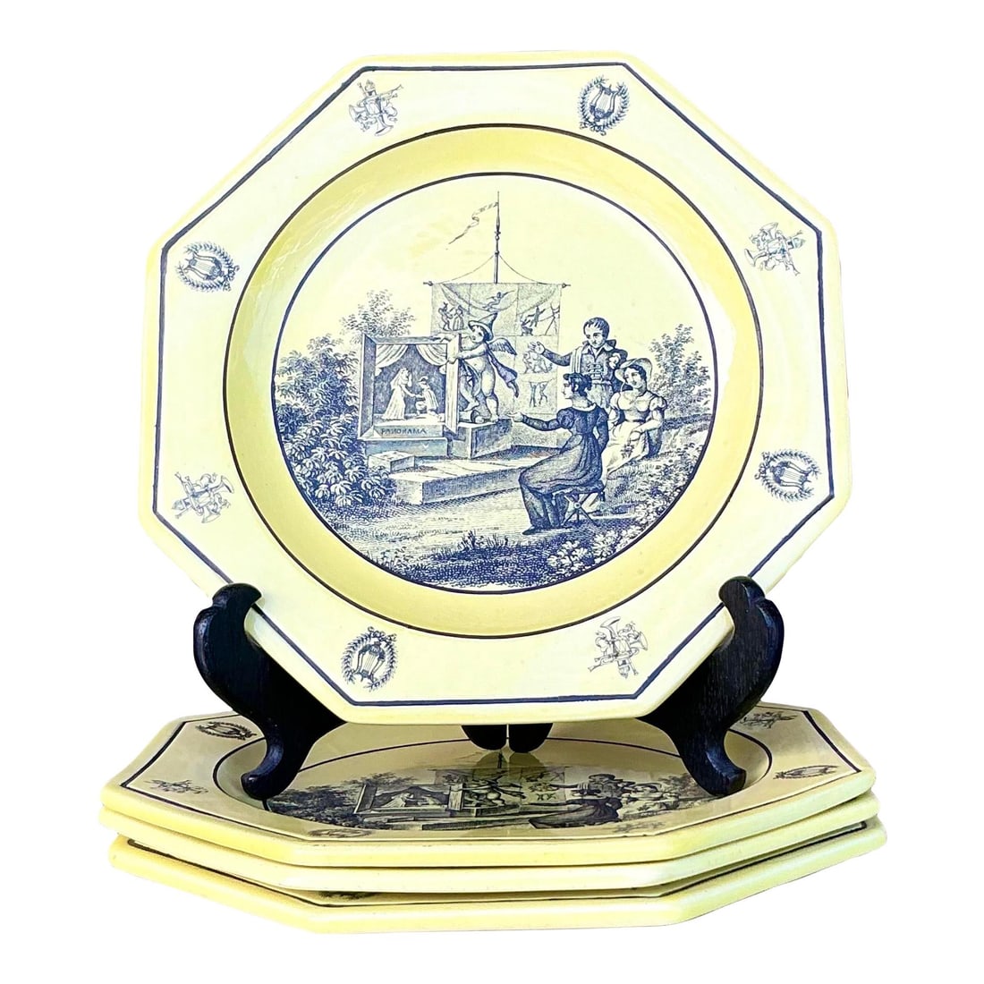 Vintage Regency Mottahedeh Creil Set of 4 Octagon Plates (1 of 5)