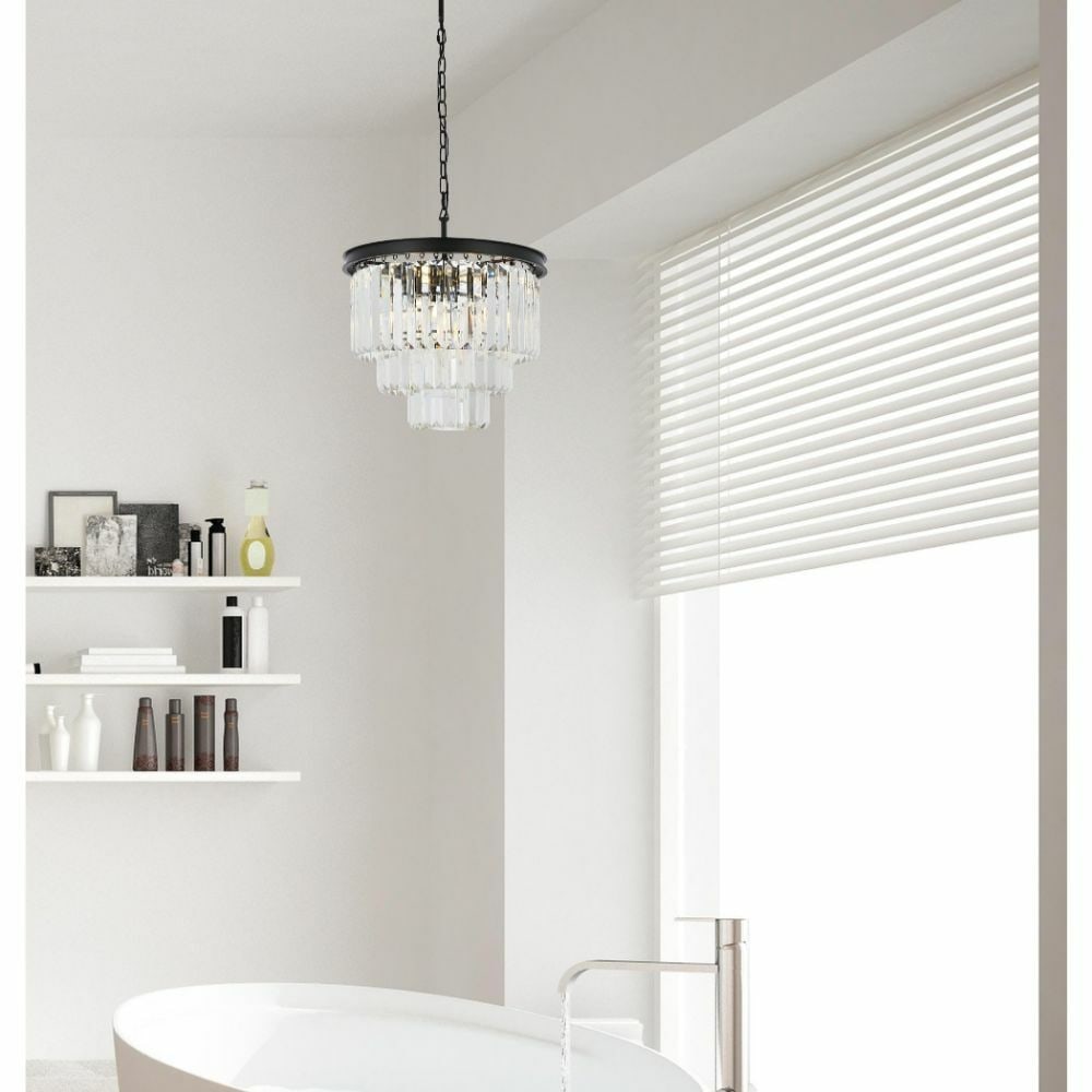 Sydney 9 Light Matte Black Crystal Chandelier 20 inch: Sydney 9 Light Matte Black Crystal Chandelier 20 inch This modern crystal chandelier features a matte black frame and nine lights, designed to add a contemporary touch to any indoor space. The fixture