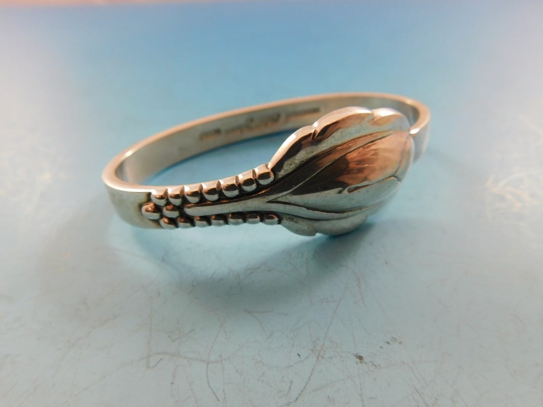 Evald Nielsen Crocus #3 Sterling Silver Napkin Ring with Blossom 2" Vintage (1 of 3)