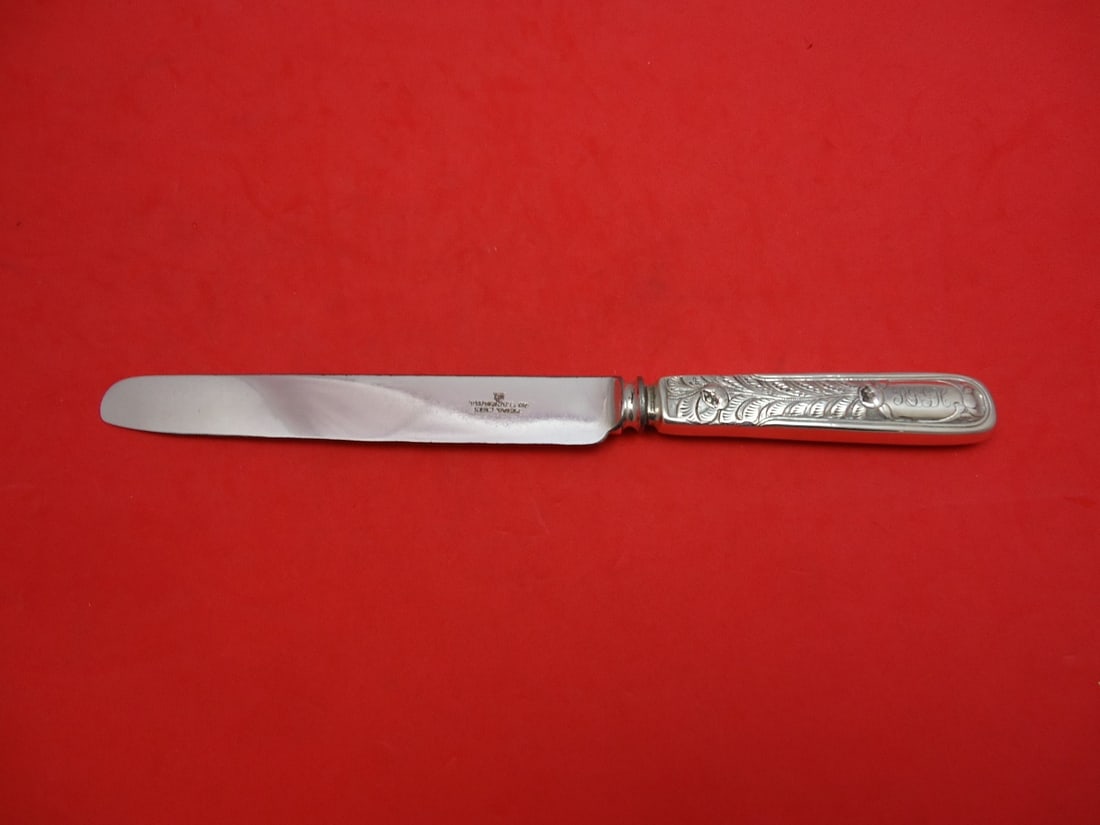 Tiffany & Co. Antique Engraved Flowers Sterling Silver Knife 9 1/4" (1 of 2)