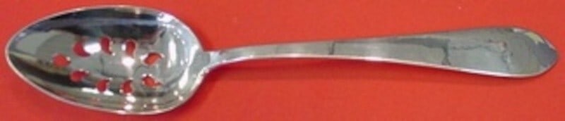 Dominick & Haff Pointed Antique Sterling Silver Slotted Spoon 8 3/8" Custom: Dominick & Haff Pointed Antique Sterling Silver Slotted Spoon 8 3/8" Custom This exquisite slotted serving spoon features the elegant Pointed Antique pattern by Dominick & Haff. Crafted from high-qual