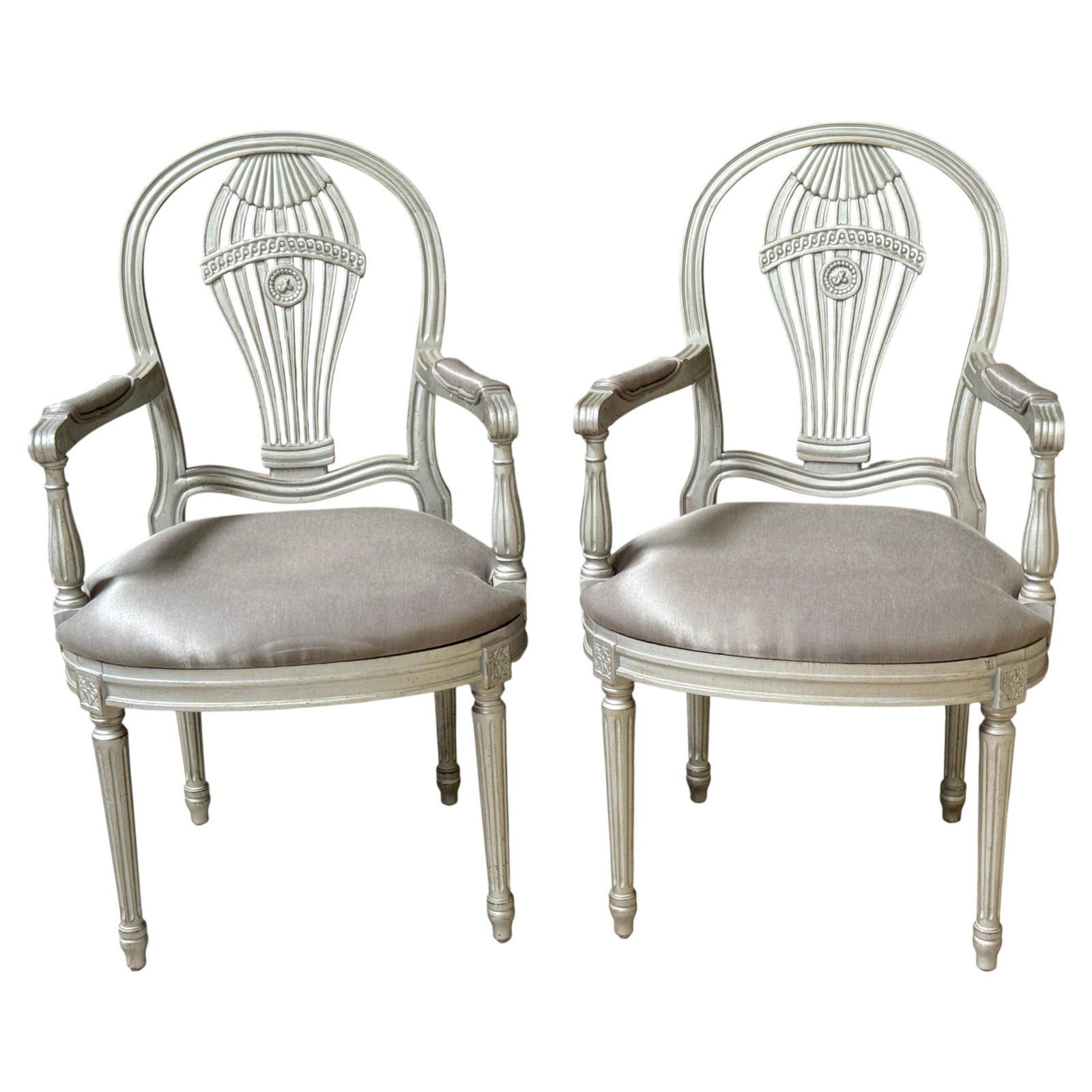 Set of 2 Maison Jansen Style Silverleaf Montgolfier Armchairs (1 of 10)