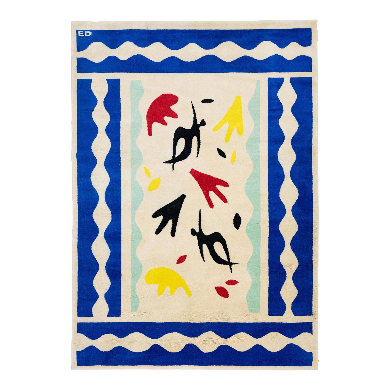 Vintage Arts & Crafts Ivory Wool Rug Abstract Design 5'6 x 7'10: Vintage Arts & Crafts Ivory Wool Rug Abstract Design 5'6 x 7'10 Enhance your living space with this captivating vintage wool rug, intricately hand-knotted in the Arts & Crafts style. The rug showcases