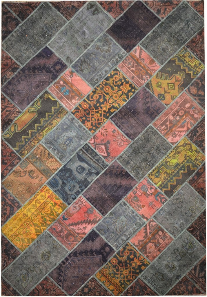 Handmade Multi Color Persian Patchwork Rug 6'4 x 9'3 Silk Like Pile: Handmade Multi Color Persian Patchwork Rug 6'4 x 9'3 Silk Like Pile Free continental US Shipping Enhance your space with this stunning handcrafted Multi-Color Persian Patchwork Rug. Designed by skille