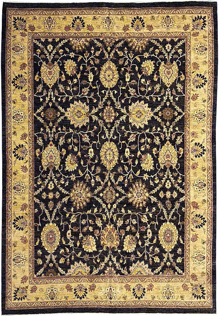 Elegant 11.8 x 14.10 Handmade Wool Agra Rug Black Gold (1 of 11)