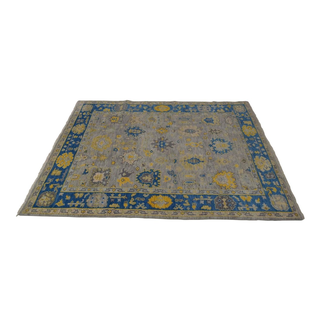 30 Year Old Turkish Blue Gold Hand Knotted Wool Rug 120 x 92 (1 of 6)