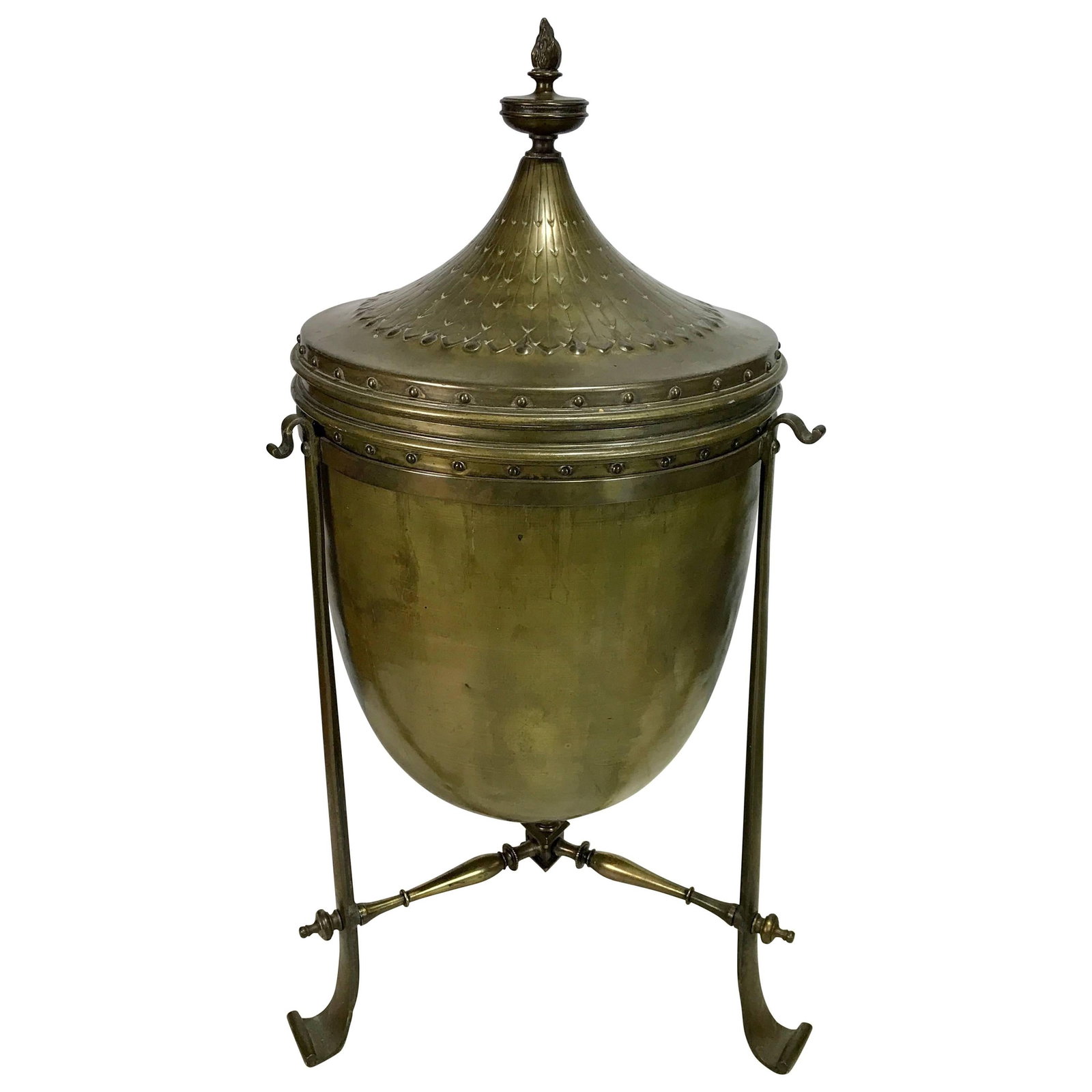 Set of 4 Regency Style Bronze Coal Scuttles from England: Set of 4 Regency Style Bronze Coal Scuttles from England This exquisite Regency style bronze tinder urn or coal scuttle is a stunning piece with a circular form, featuring a removable lid that reveals