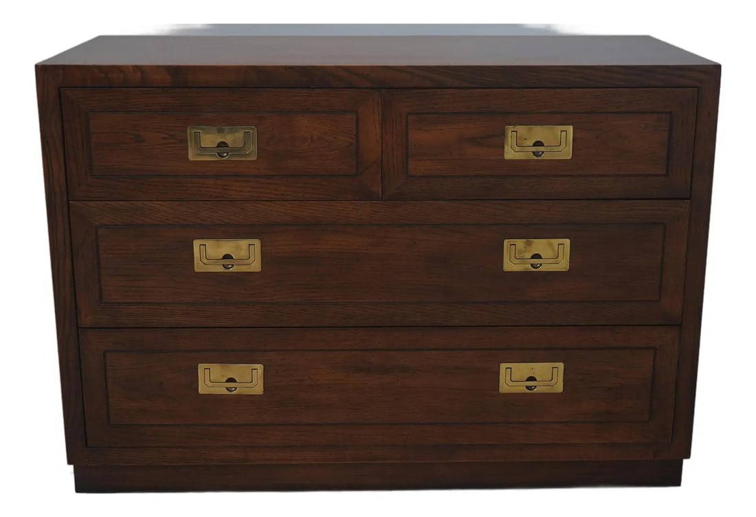 Henredon Oak Campaign Chest 2 Over 2 Drawers (1 of 10)