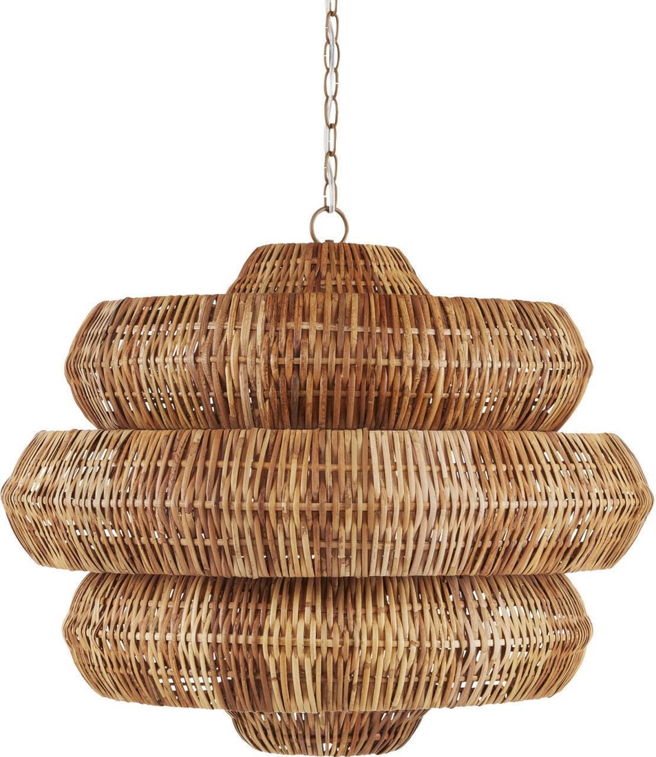 Currey Antibes Medium Chandelier Coastal Style Rattan Wrought Iron 9 Bulbs (1 of 5)