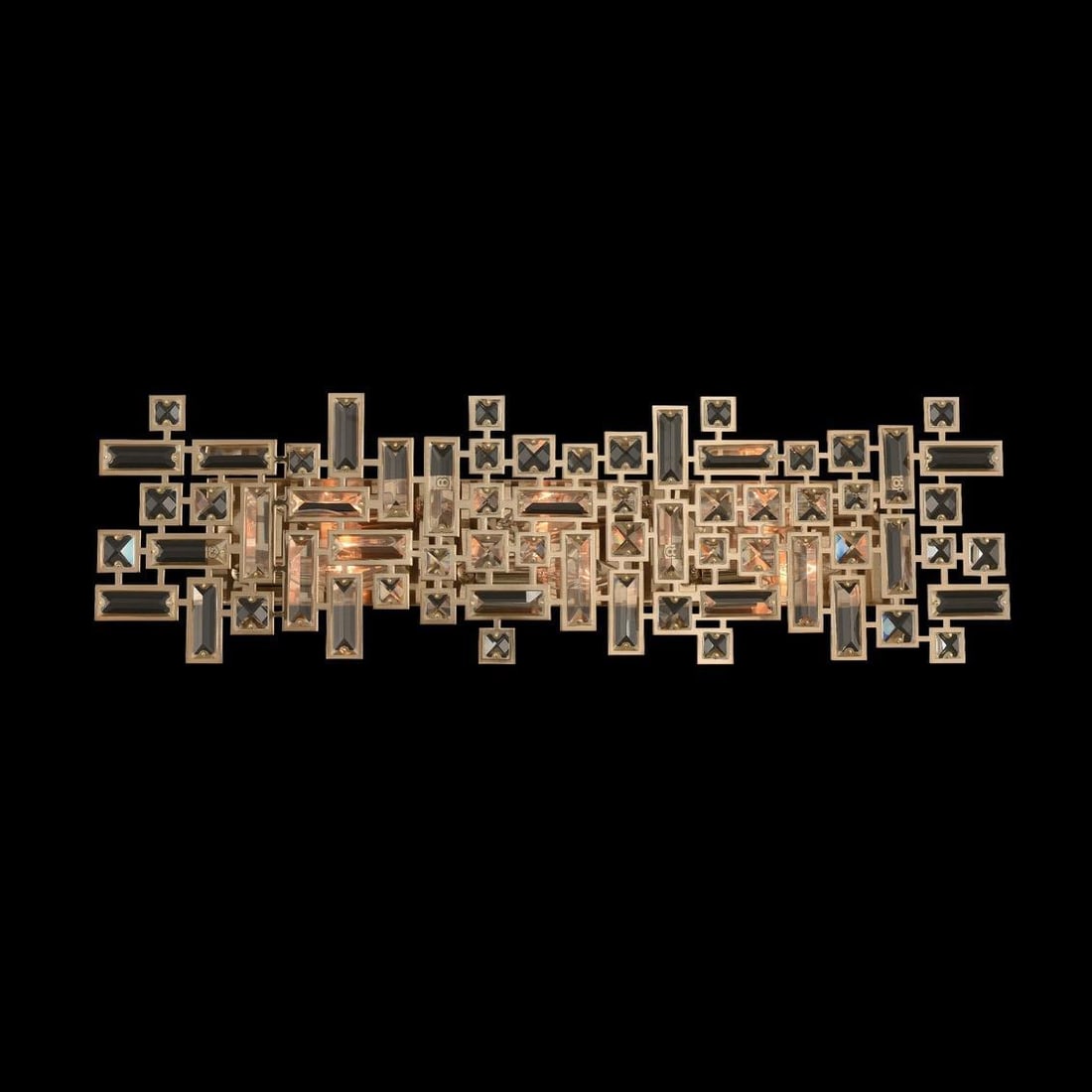 Kalco Vermeer Art Deco Bath Light Champagne Gold Firenze Crystal: Kalco Vermeer Art Deco Bath Light Champagne Gold Firenze Crystal Illuminate your space with the Elegant Vermeer Bath Light, a stunning addition to any bathroom. This exquisite fixture features a brush