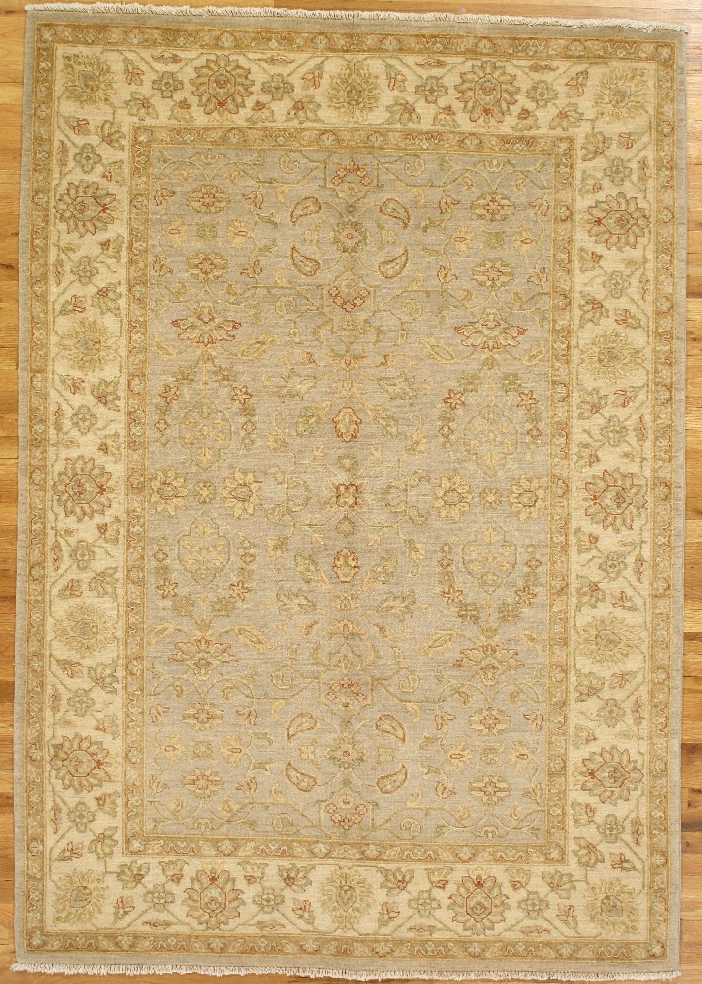 5.7 x 8 Hand-Knotted Vegetable Dyed Chobi Rug from India (1 of 6)