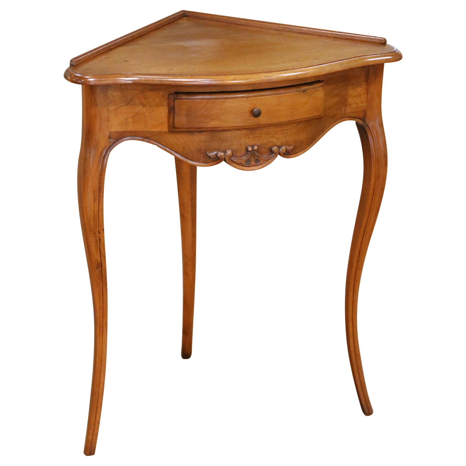 French Louis XV Walnut Corner Table with Drawer (1 of 11)