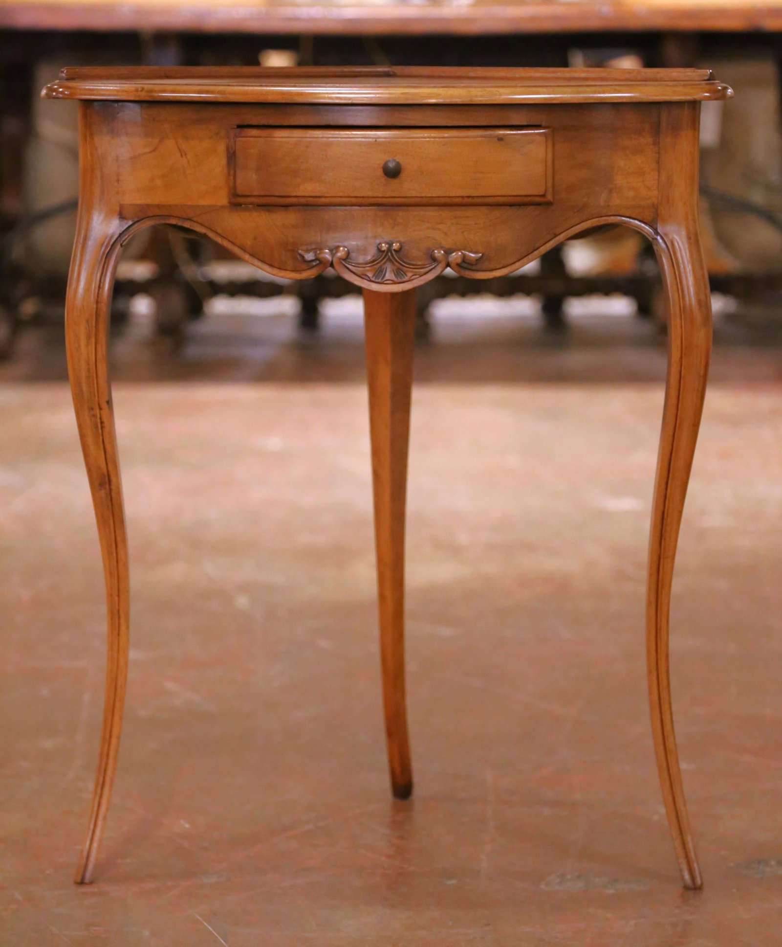 French Louis XV Walnut Corner Table with Drawer - 2
