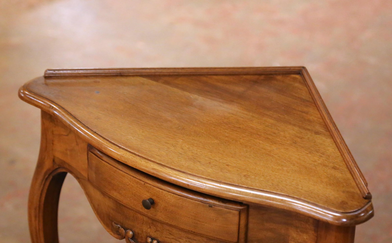 French Louis XV Walnut Corner Table with Drawer - 4