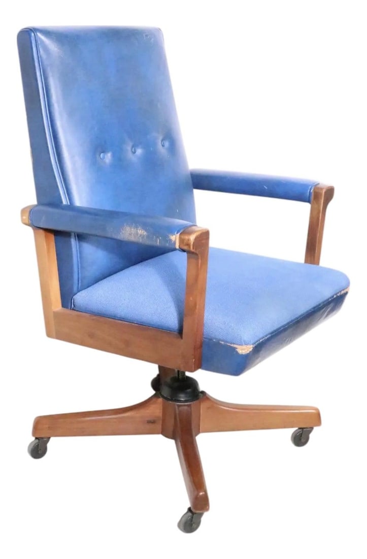 Swivel Tilt Desk Chair with Leather and Fabric Upholstery by Gunlocke (1 of 10)