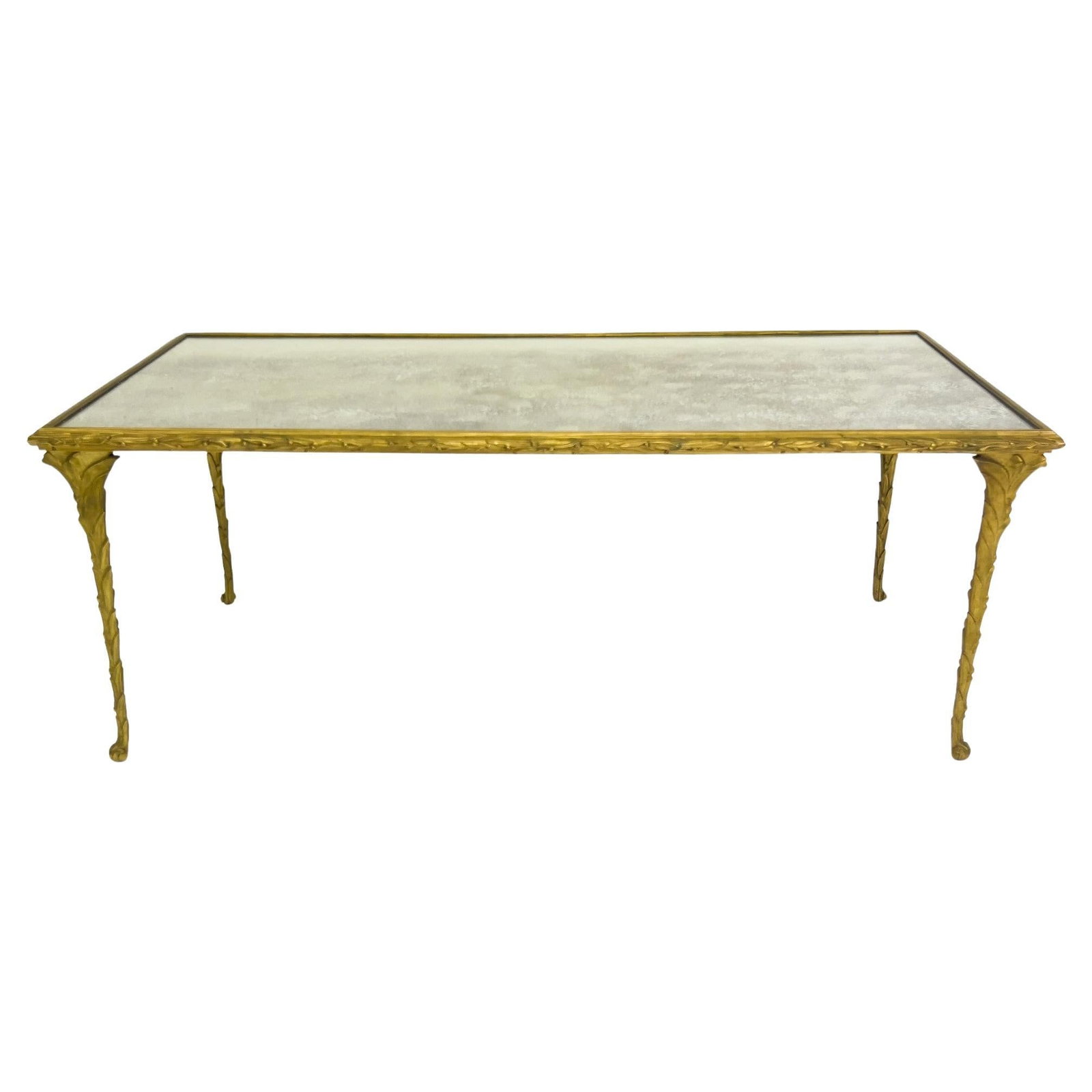 Rectangular Gilt Bronze Coffee Table With Antiqued Mirrored Top In Maison Jansen Style (1 of 6)